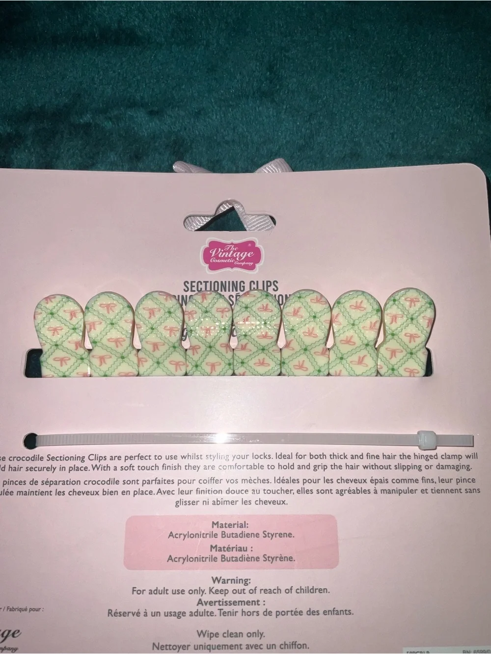 Vintage Style Pink & Mint Sectioning Hair Clips